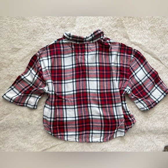 Garage Flannel Plaid Crop Top size Large - Picture 2 of 5